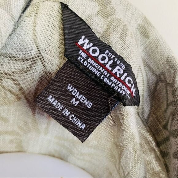 Woolrich Floral Linen Button Down Blouse Shirt Size M - Picture 2 of 12